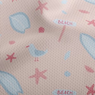 Pink Beach Starfish Seagull Athletic Mesh Flat Back