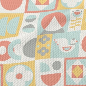 Cute Checkered Bird Birdseye Piqué