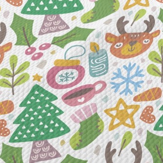 Cute Reindeer Celebrating Chri Birdseye Piqué