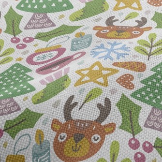 Cute Reindeer Celebrating Chri Performance Linen