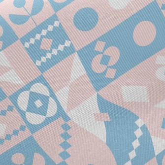 Geometric Pink Flowers Twill