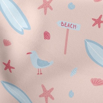 Pink Beach Starfish Seagull Stretch Ponte