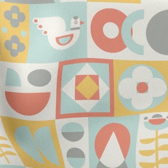 Cute Checkered Bird Stretch Ponte