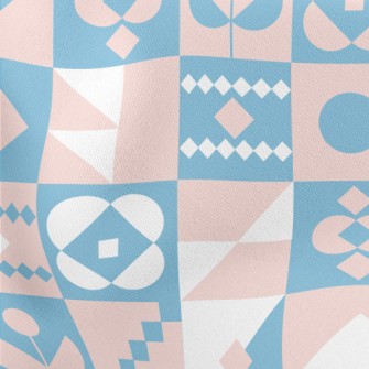 Geometric Pink Flowers Stretch Ponte
