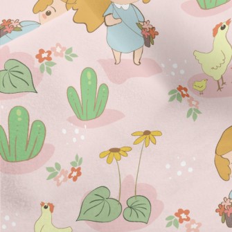 Little Girl Picking Flowers An Micro Fleece