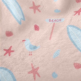 Pink Beach Starfish Seagull Minky