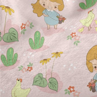 Little Girl Picking Flowers An Minky