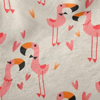 Red Crane Couple In Love Minky
