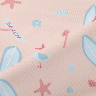 Pink Beach Starfish Seagull Piqué