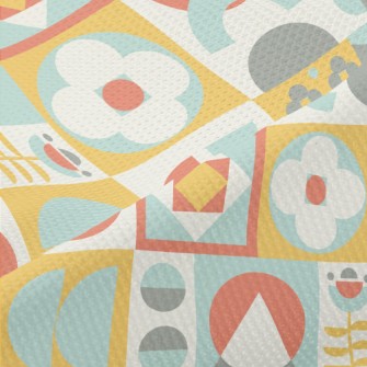 Cute Checkered Bird Piqué