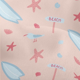Pink Beach Starfish Seagull Lightweight Performance Linen