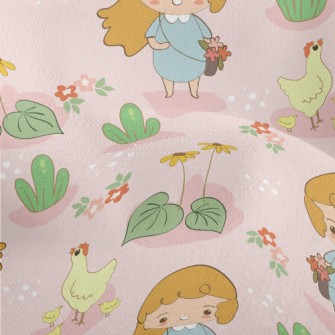 Little Girl Picking Flowers An Lightweight Performance Linen