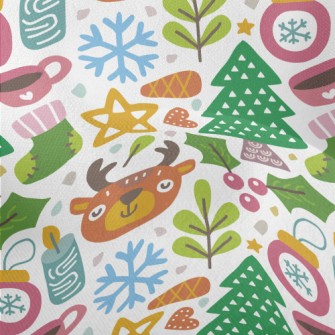 Cute Reindeer Celebrating Chri Lightweight Performance Linen