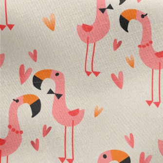 Red Crane Couple In Love Jersey Backed Fleece