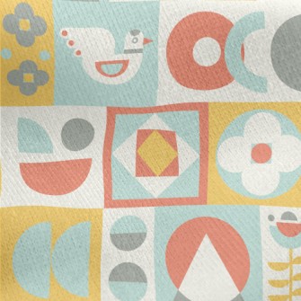 Cute Checkered Bird Jersey Backed Fleece