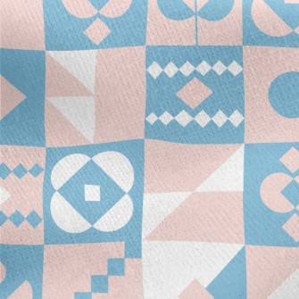 Geometric Pink Flowers Jersey Backed Fleece