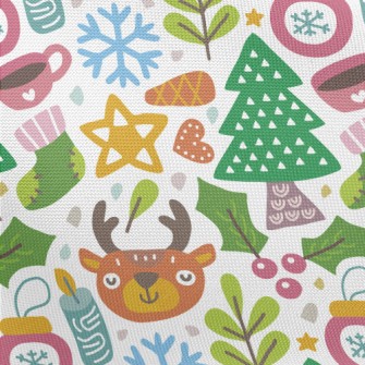 Cute Reindeer Celebrating Chri Pongee