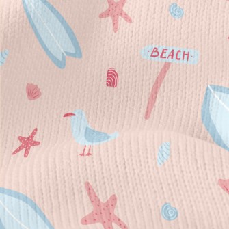 Pink Beach Starfish Seagull Stretch Jersey