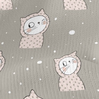 Dot Hooded Winking Cat Stretch Jersey