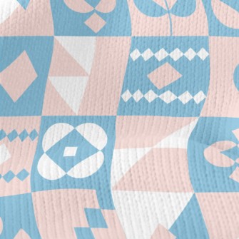 Geometric Pink Flowers Stretch Jersey