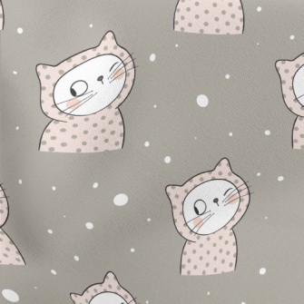 Dot Hooded Winking Cat Lightweight Cotton Poplin