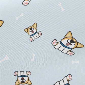 Tongue Sticking Out Corgi Dog Midweight Cotton Poplin