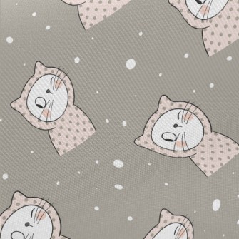 Dot Hooded Winking Cat Midweight Cotton Poplin