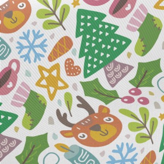 Cute Reindeer Celebrating Chri Midweight Cotton Poplin