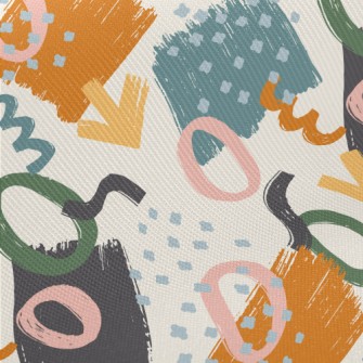 Abstract Watercolor Style Midweight Cotton Poplin