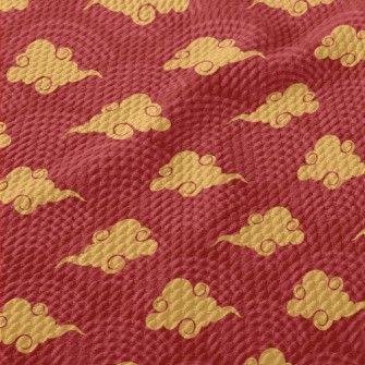 Red Circle With Clouds Birdseye Piqué