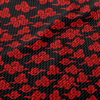 Retro Red Clouds Birdseye Piqué