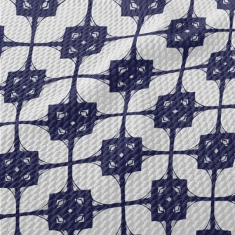 Blue Mosaic Decoration Birdseye Piqué