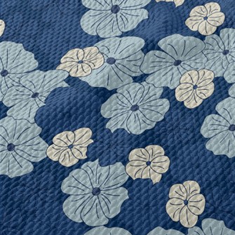 Beautiful Hand Drawn Blue Flow Birdseye Piqué