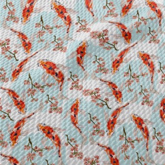 Hand Drawn Carp Pond Birdseye Piqué