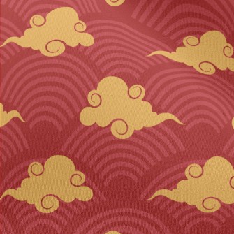 Red Circle With Clouds Chiffon