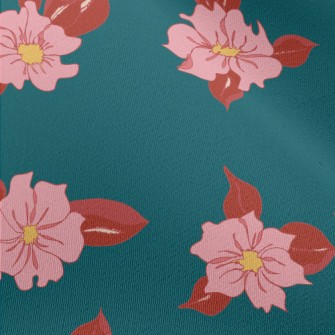 Red Petals And Leaves Chiffon