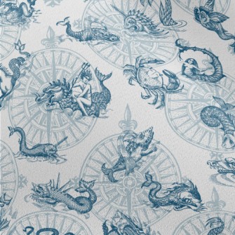 Vintage Hand Drawn Sea Monster Chiffon
