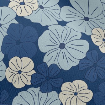 Beautiful Hand Drawn Blue Flow Chiffon