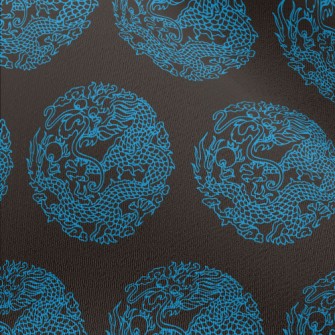 Blue Line Chinese Dragon Chiffon