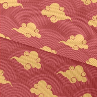 Red Circle With Clouds Waterproof Oxford