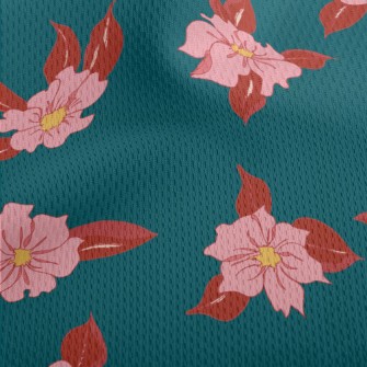Red Petals And Leaves Athletic Mesh Flat Back