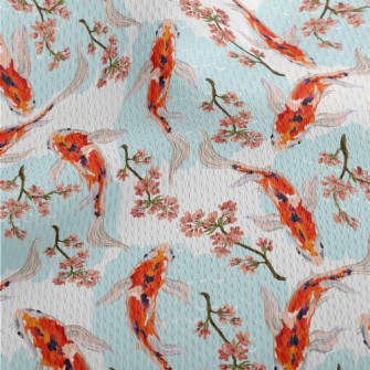 Hand Drawn Carp Pond Athletic Mesh Flat Back