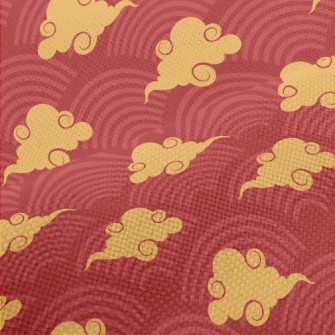 Red Circle With Clouds Performance Linen