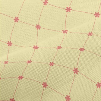 Pink Small Flower Rhombus Performance Linen