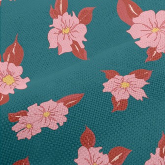 Red Petals And Leaves Performance Linen