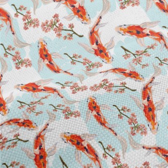 Hand Drawn Carp Pond Performance Linen
