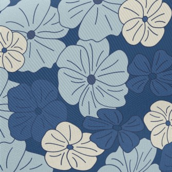 Beautiful Hand Drawn Blue Flow Twill