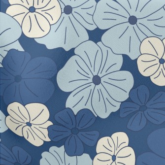 Beautiful Hand Drawn Blue Flow Stretch Ponte