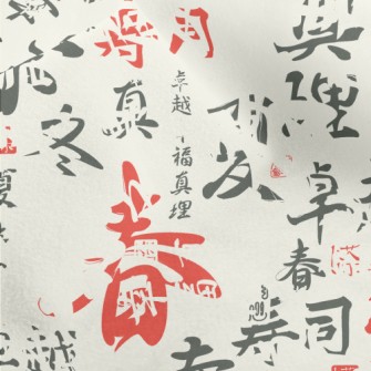 Chinese Calligraphy Text Micro Fleece
