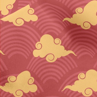 Red Circle With Clouds Micro Fleece